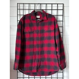 Jachs LS Button Up Plaid Shirt Mens XLT‎ Red Western Heavy Cotton Fall